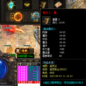 新开传奇网站中不同的吸血靴子